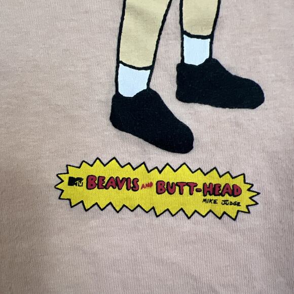 Beavis and Butt-Head Long Sleeve T-Shirt Adult Large Peach MTV 2018 Cotton Blend - Picture 2 of 10